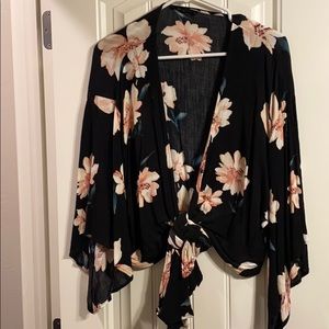 Black floral blouse